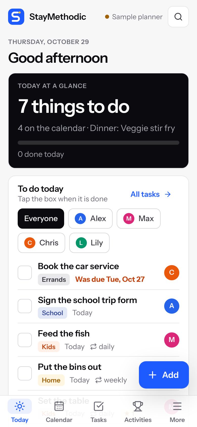 The same Today page on a phone